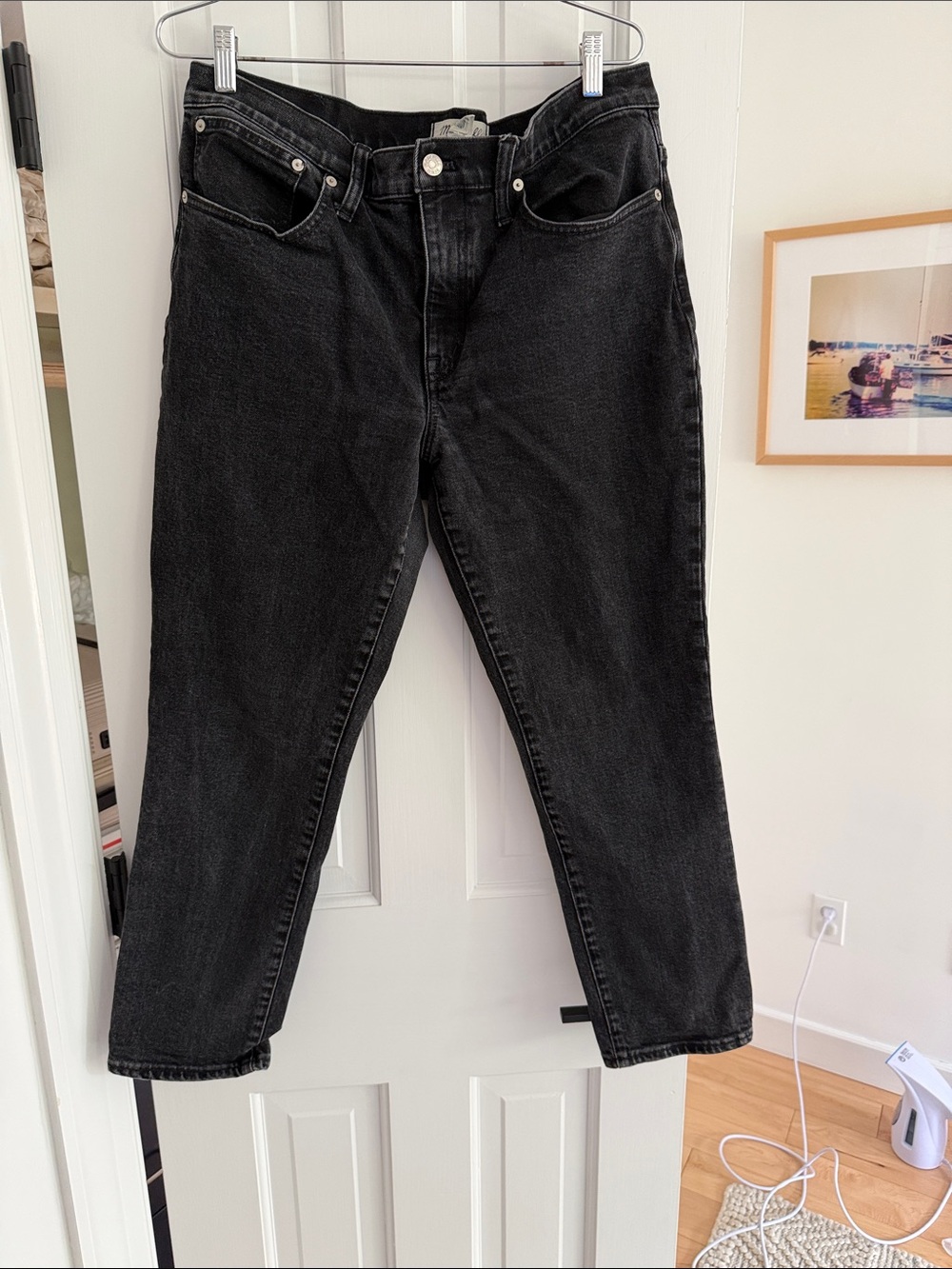 Madewell Black Mid-Rise Straight Leg Jeans